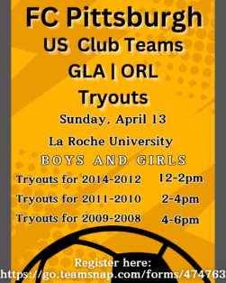 FC Pittsburgh GLA tryouts flier