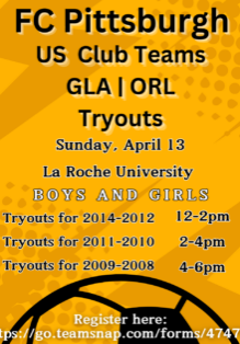 FC Pittsburgh GLA tryouts flier